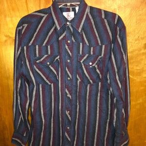 Vintage Pearl Button Down Shirt Western Large